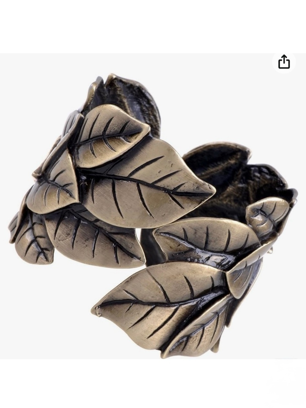 Alilang Vintage Large Chunky Bronze Leaf Hinge Wide Bracelet